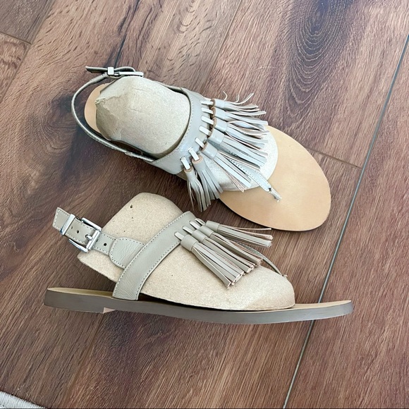 Rebecca Minkoff | Shoes | Rebecca Minkoff Taupe Leather Tassel Sandals 8m |  Poshmark